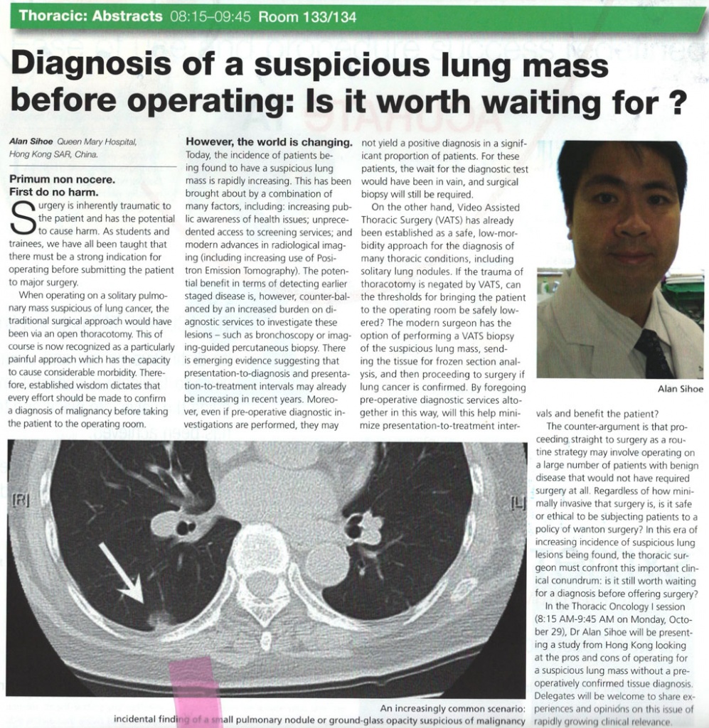 Diagnosis of a suspicious lung mass before operation: is it worth waiting for?